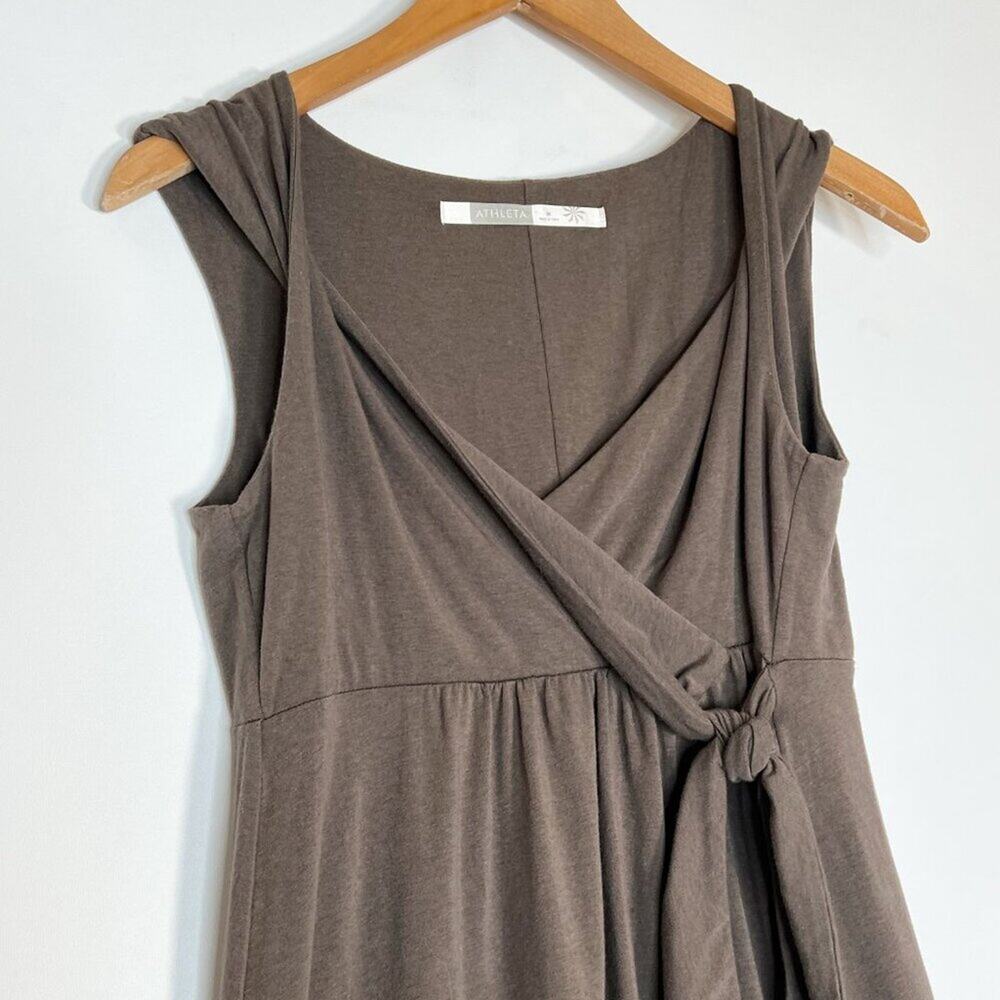 Athleta Brown Sleeveless Wrap-Style Mini Dress - Picture 3 of 10